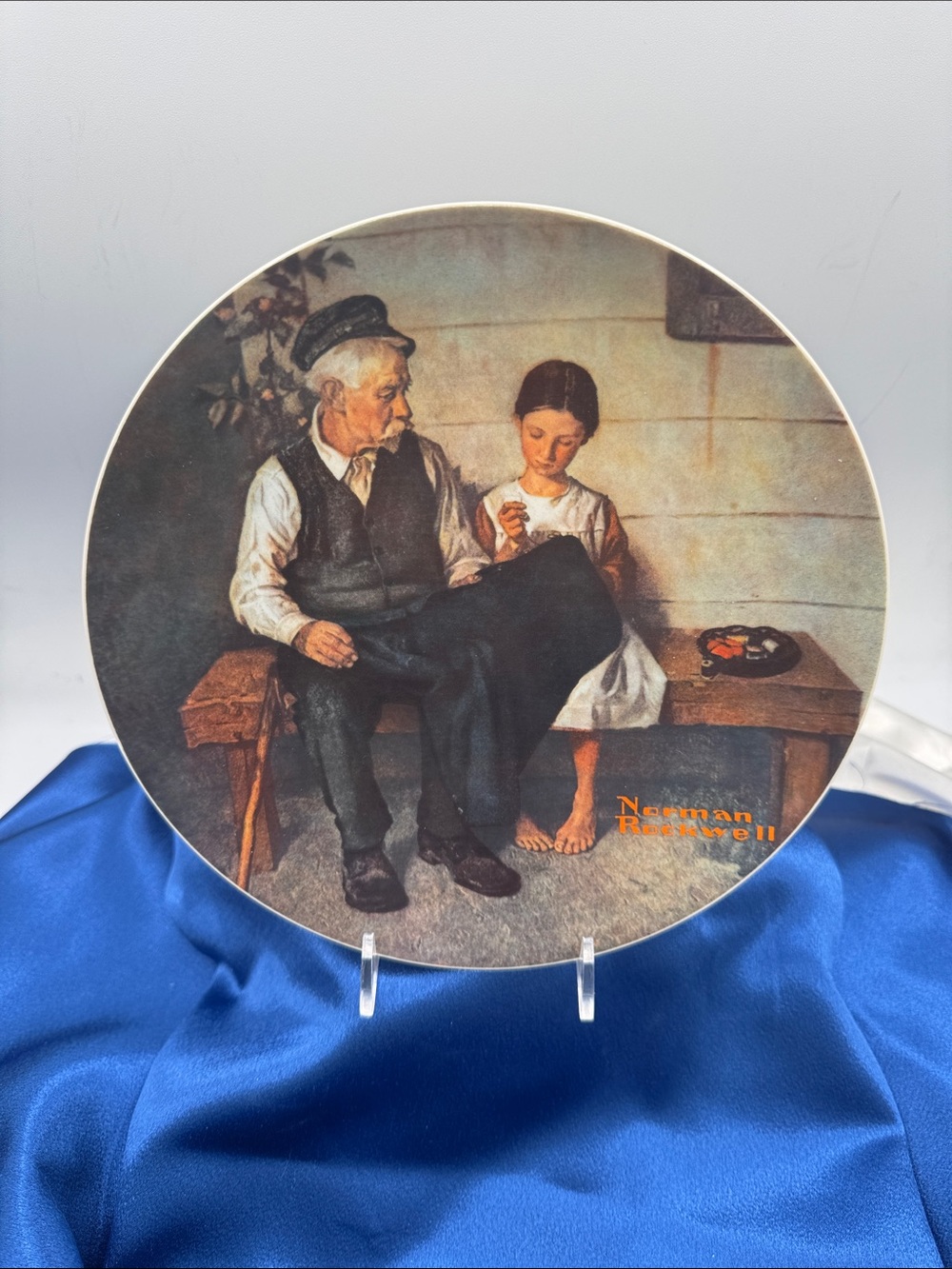 Norman Rockwell Round Wall Plate in Brown, Cream and Black